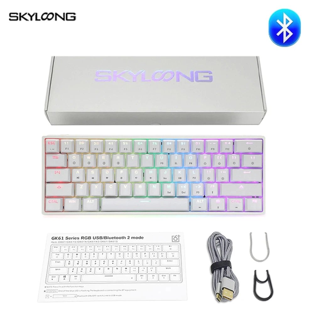 SKYLOONG GK61 Mini Portable 60% Gamer Optical Keyboard Wireless Bluetooth RGB Backlit Gaming Keyboard SK61 For Desktop iPad