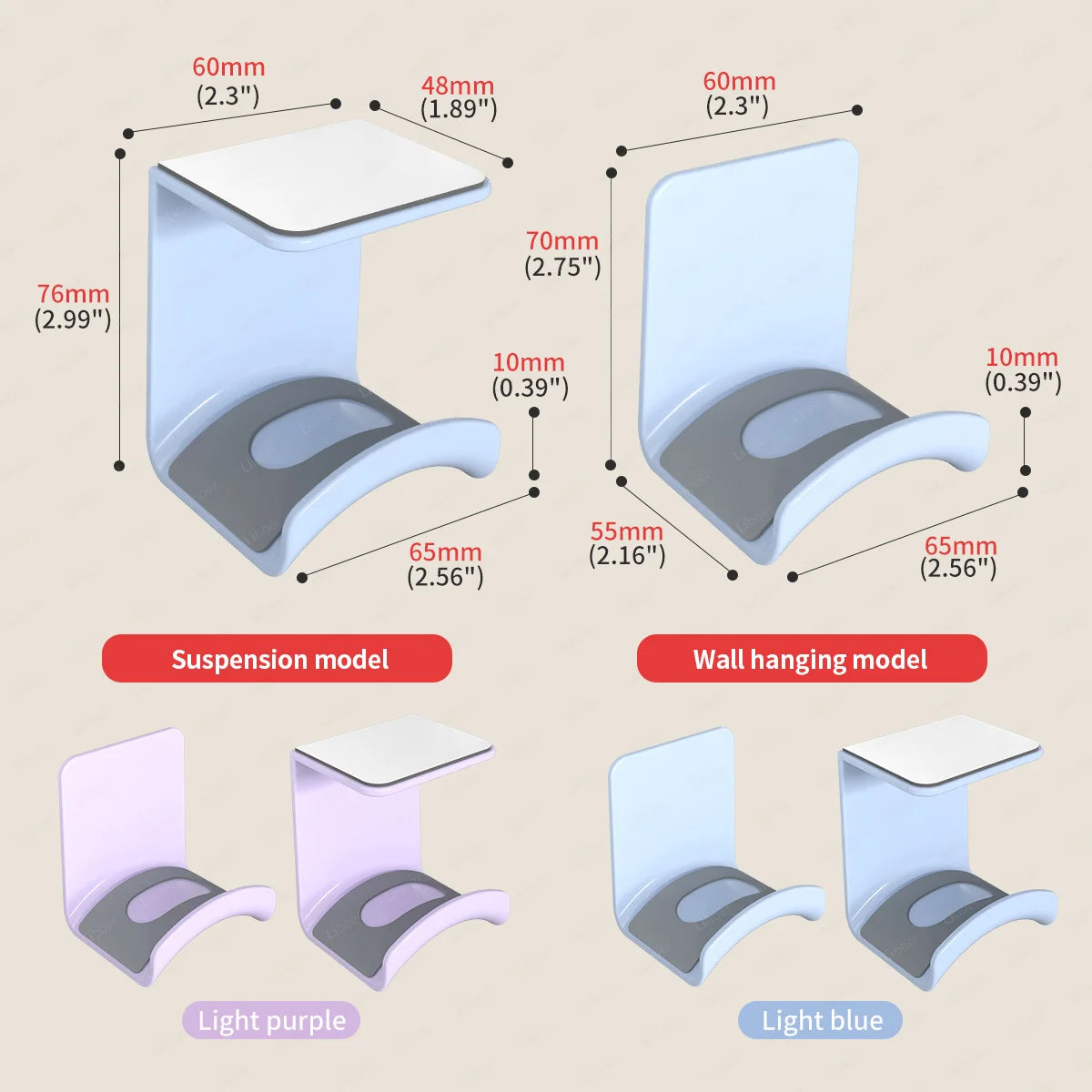 Under Desk Headset Support Headphone Stand Wall Mounted Multi-color Universal Plastic Headphone Hanger Gaming Headset Holder
