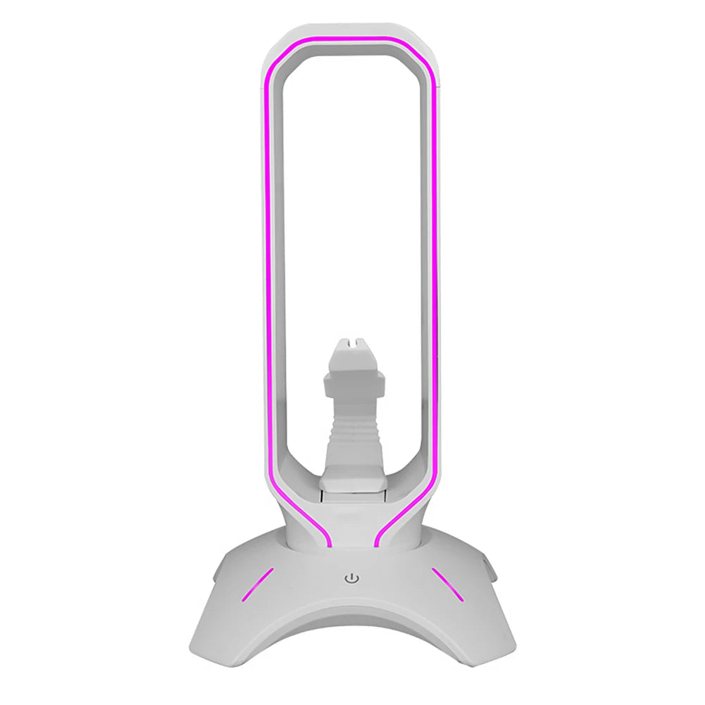 RGB Headset Stand with Mouse Bungee Cord Holder Gaming Headphone Stand with 2 USB Ports Over-Ear Headset Holder for Desk Display