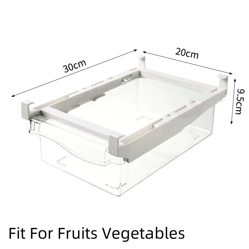 Kitchen Storage Box Fruit Vegetable Preservation Organizer Transparent Egg Container Under-shelf Refrigerator Drawer