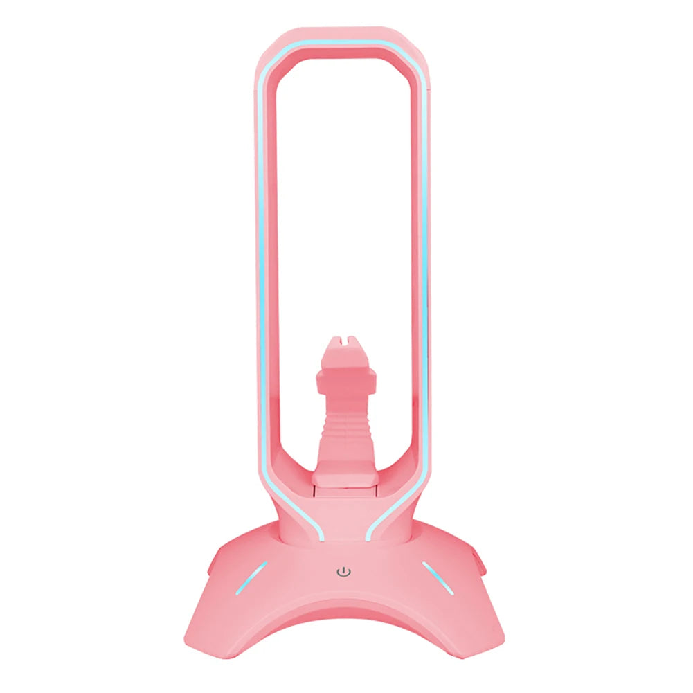 RGB Headset Stand with Mouse Bungee Cord Holder Gaming Headphone Stand with 2 USB Ports Over-Ear Headset Holder for Desk Display