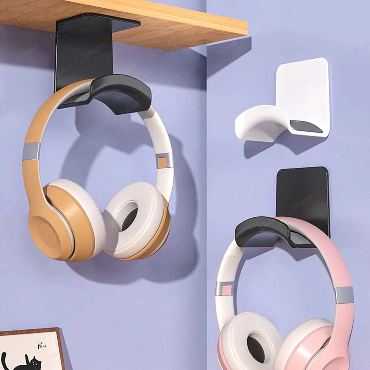 Under Desk Headset Support Headphone Stand Wall Mounted Multi-color Universal Plastic Headphone Hanger Gaming Headset Holder
