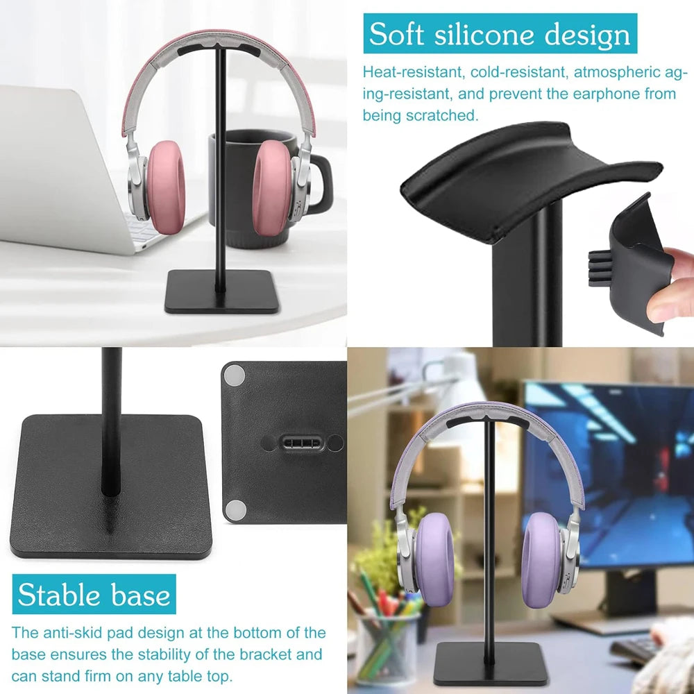 Aluminium Alloy Headphone Stand Holder Space Saving Gaming Headset Stand Rack Desktop Organizer Display Earphone Hanger Bracket