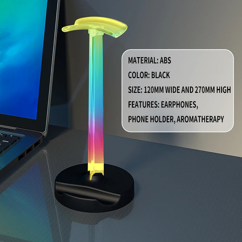 RGB Gaming Headphone Stand Glow Earphone Rack Dual USB Ports Desktop Display Bracket Headset Hanger For PUBG Computer Gamer