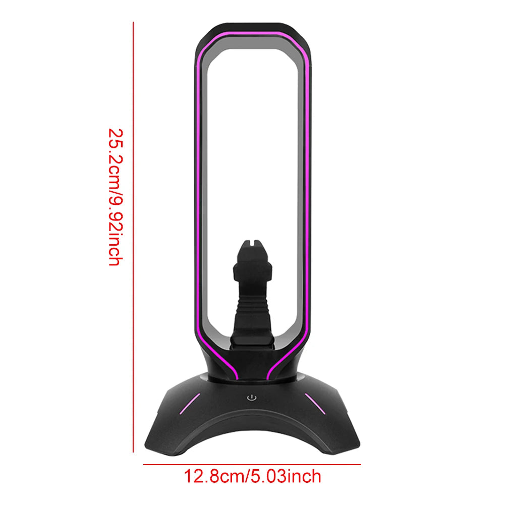 RGB Headset Stand with Mouse Bungee Cord Holder Gaming Headphone Stand with 2 USB Ports Over-Ear Headset Holder for Desk Display