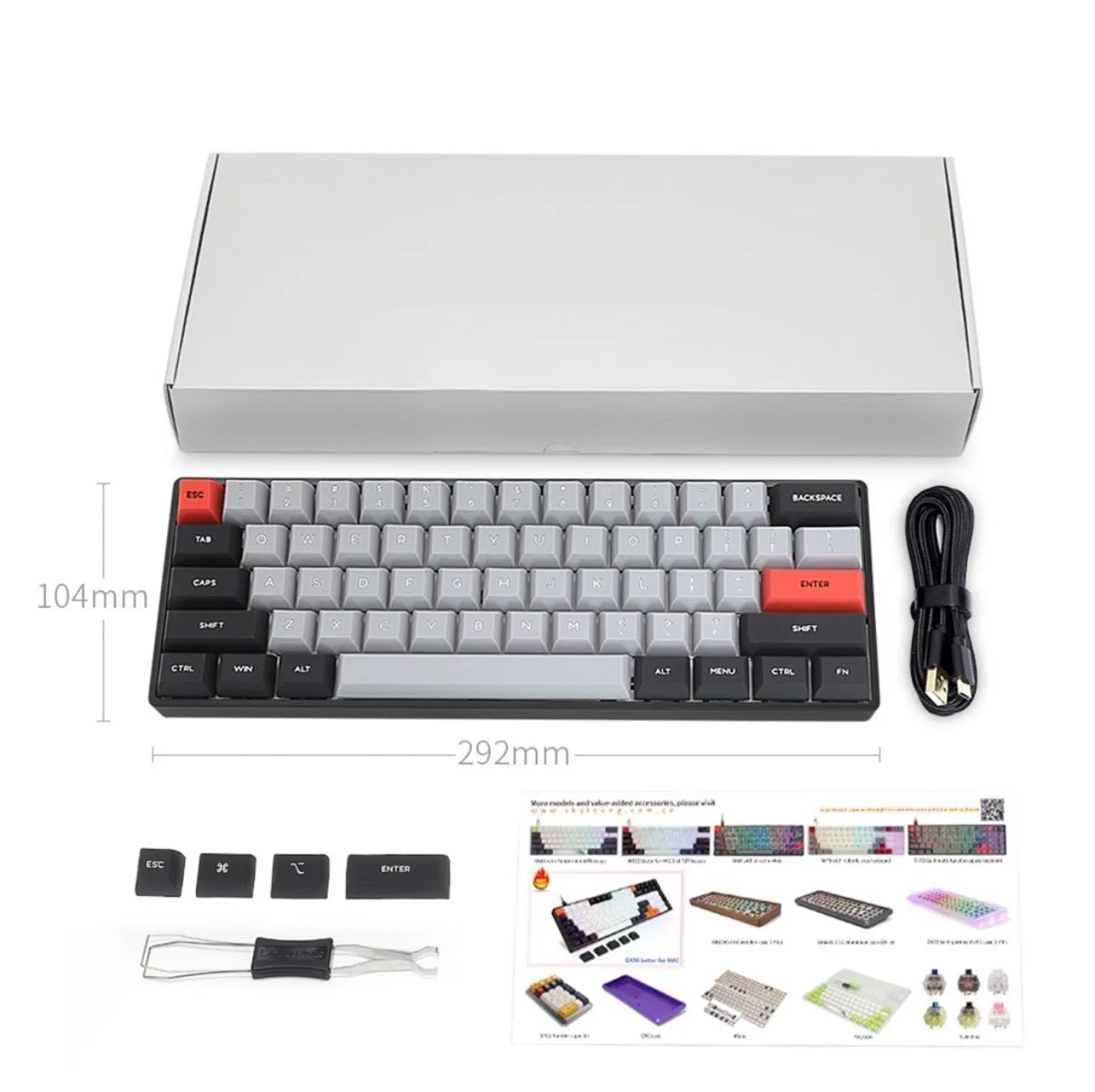 SKYLOONG GK61 Mini Portable 60% Gamer Optical Keyboard Wireless Bluetooth RGB Backlit Gaming Keyboard SK61 For Desktop iPad