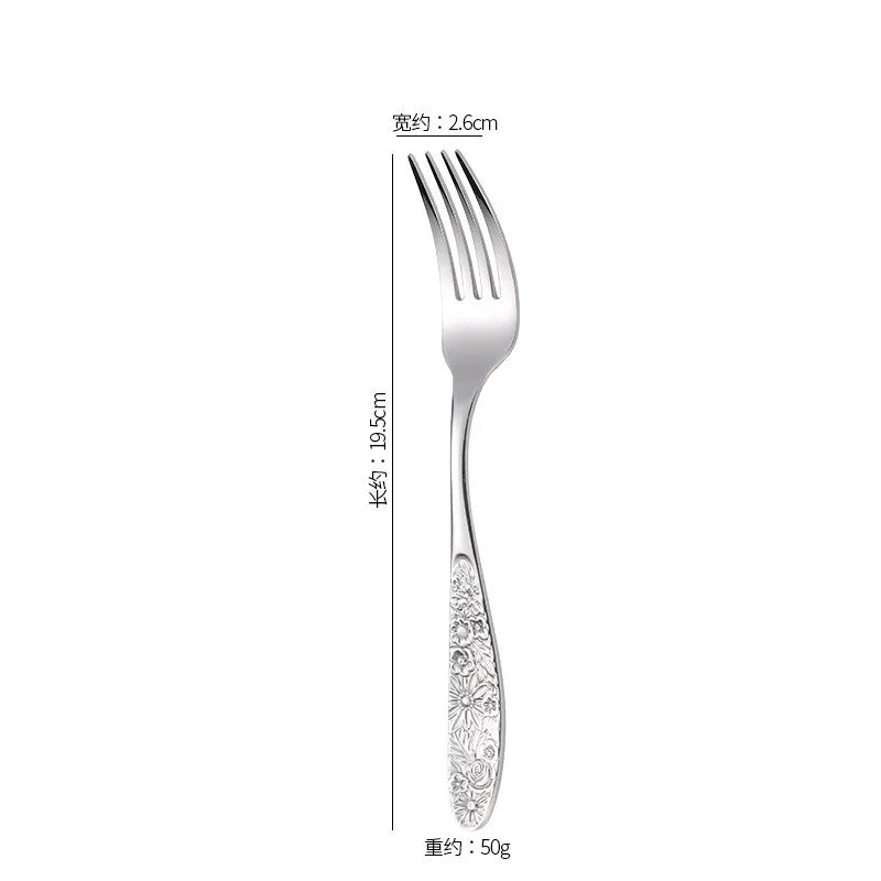 GH304 stainless steel western tableware pattern embossed knives and forks spoon four-piece set for restaurant hotel home use