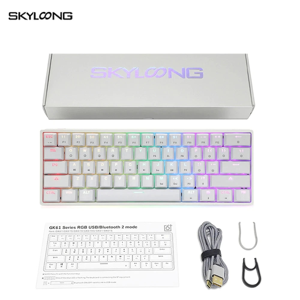 SKYLOONG GK61 Mini Portable 60% Gamer Optical Keyboard Wireless Bluetooth RGB Backlit Gaming Keyboard SK61 For Desktop iPad