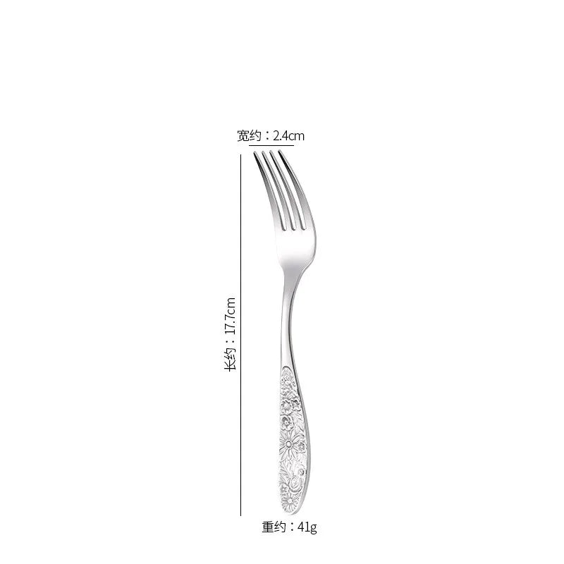 GH304 stainless steel western tableware pattern embossed knives and forks spoon four-piece set for restaurant hotel home use