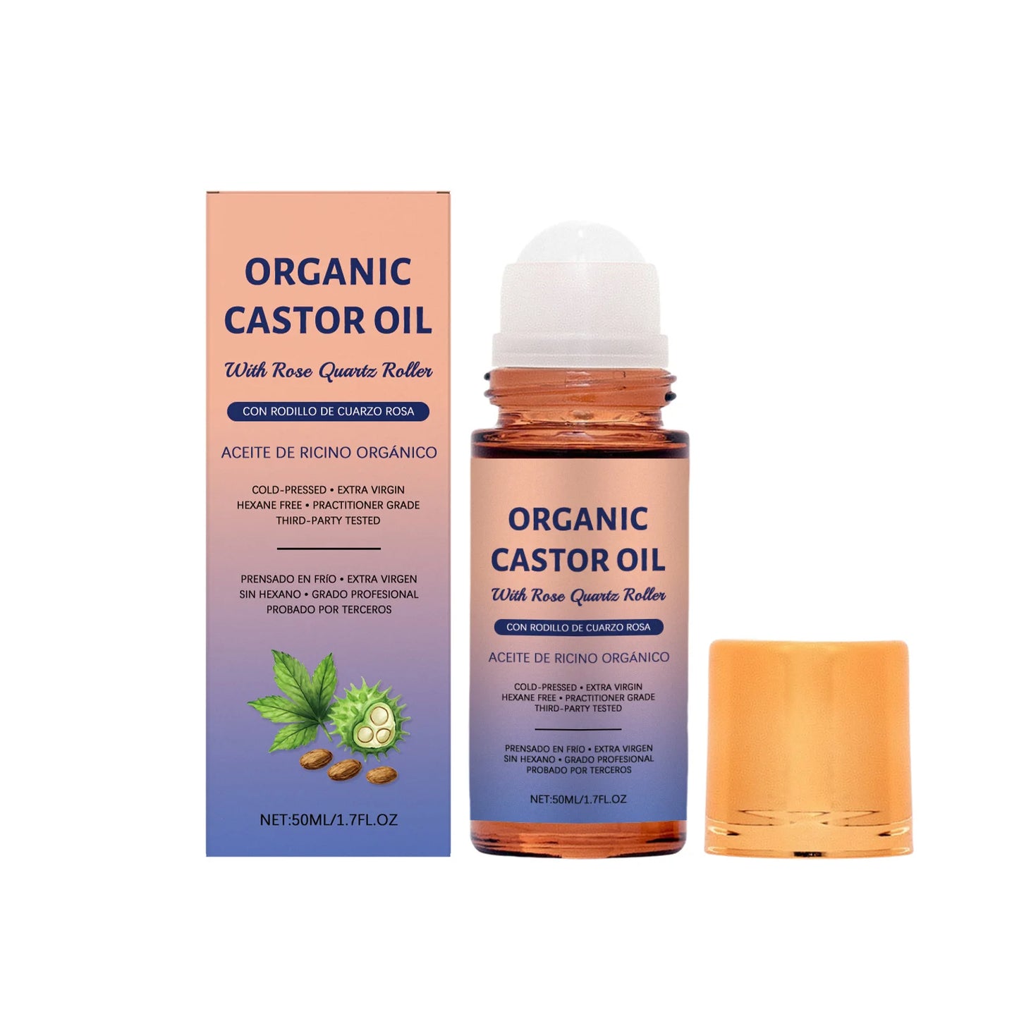 Roll-On Castor Oil Hair Growth Products Deep Hydration Face Treatment for Skin Tightening Moisturize Natural Castor Oil Organic