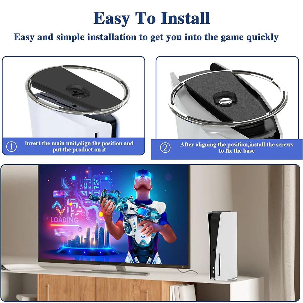 Portable Metal Vertical Stand for PS5 & PS5 Slim Digital Disk Version Anti-Slip Base Holder for Playstation 5 Pro Game Console
