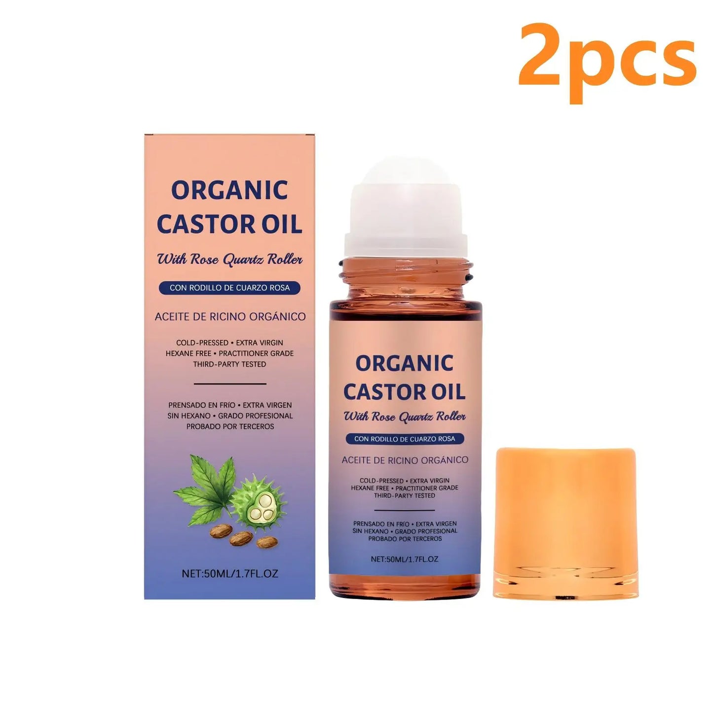 Roll-On Castor Oil Hair Growth Products Deep Hydration Face Treatment for Skin Tightening Moisturize Natural Castor Oil Organic