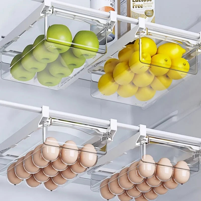 Kitchen Storage Box Fruit Vegetable Preservation Organizer Transparent Egg Container Under-shelf Refrigerator Drawer