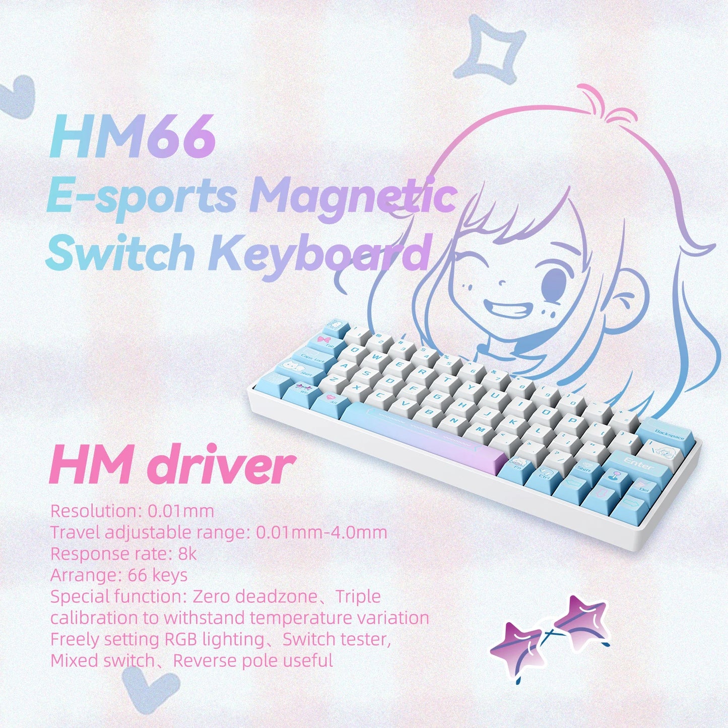 Sikakeyb Castle NEW HM66 Magnetic Keyboard 66Keys 60% Compatible With GH60 Wired Type-C Gateron Magnetic Jade Switch FPS Gaming