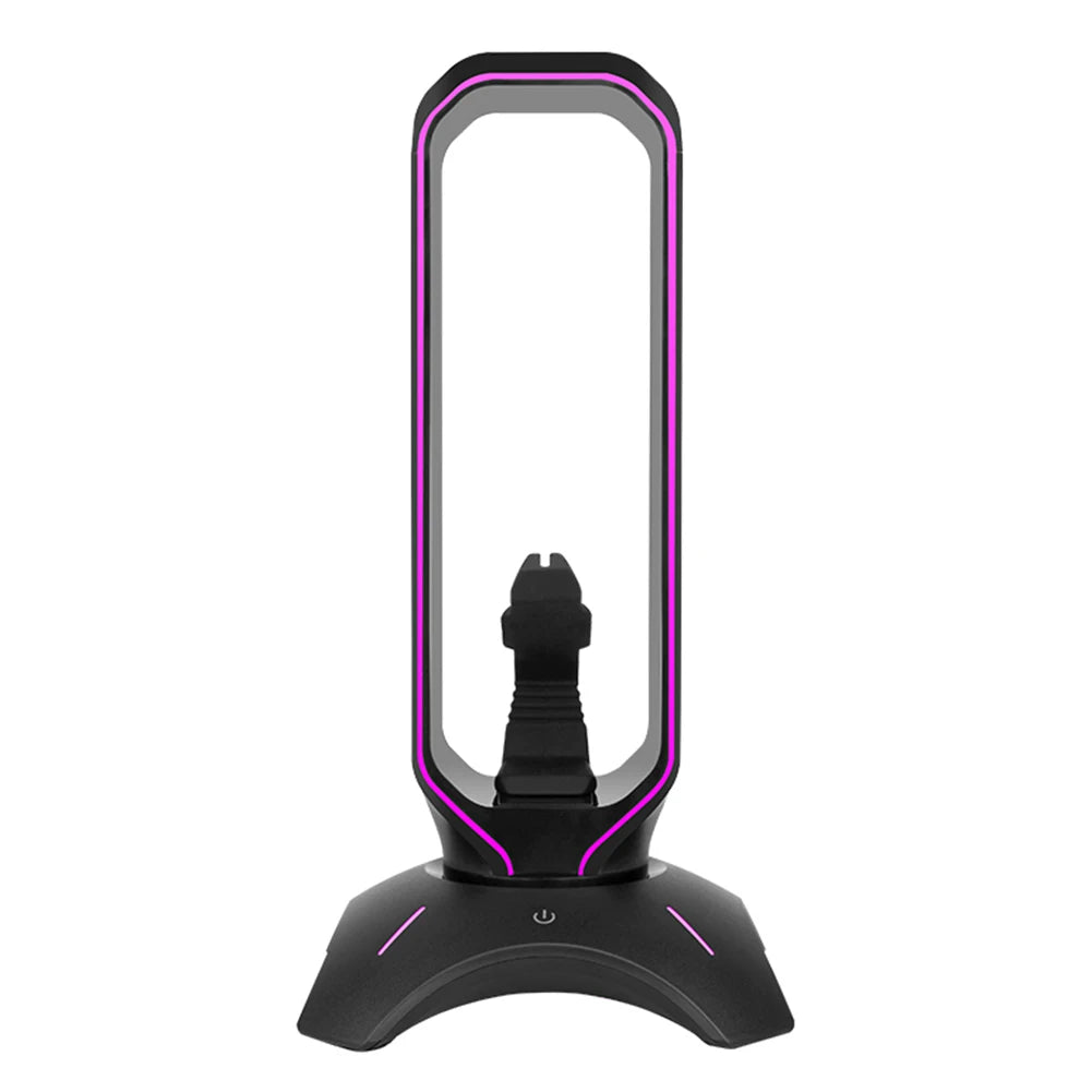 RGB Headset Stand with Mouse Bungee Cord Holder Gaming Headphone Stand with 2 USB Ports Over-Ear Headset Holder for Desk Display