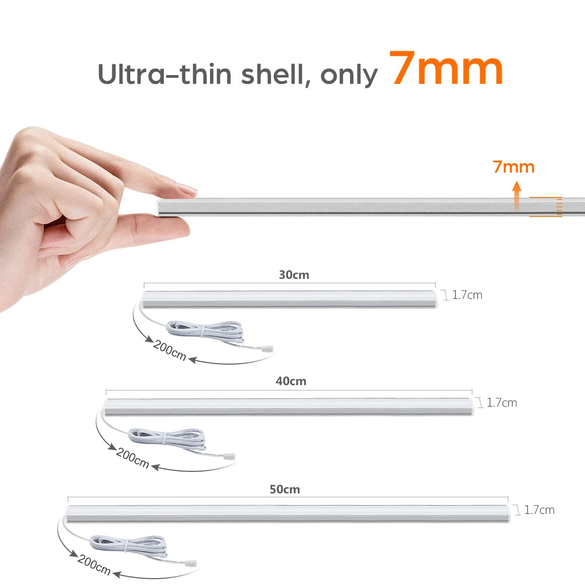 Motion Touch Sensor LED Lights Wireless Light Penetrable Wood Aluminum Bar Light Cabinet Wardrobe Lamp Backlight For Kitchen