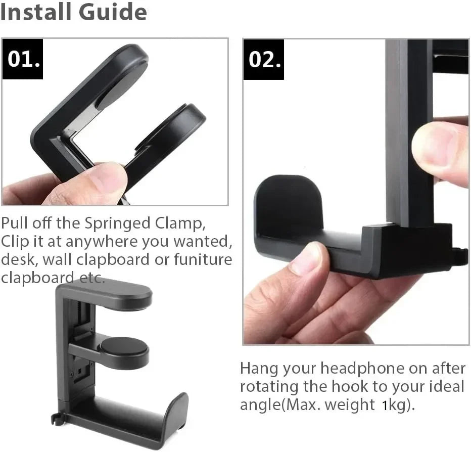 360° Rotating Headphone Stand Desktop Headset Holder PC Gaming Headset Desk Hanger Hook For Earphone Controller