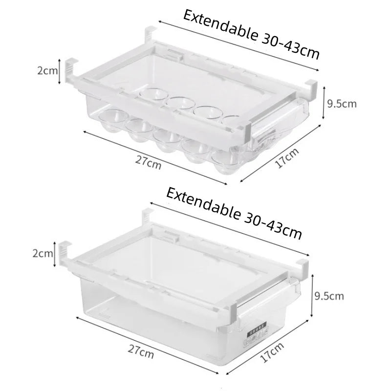 Kitchen Storage Box Fruit Vegetable Preservation Organizer Transparent Egg Container Under-shelf Refrigerator Drawer
