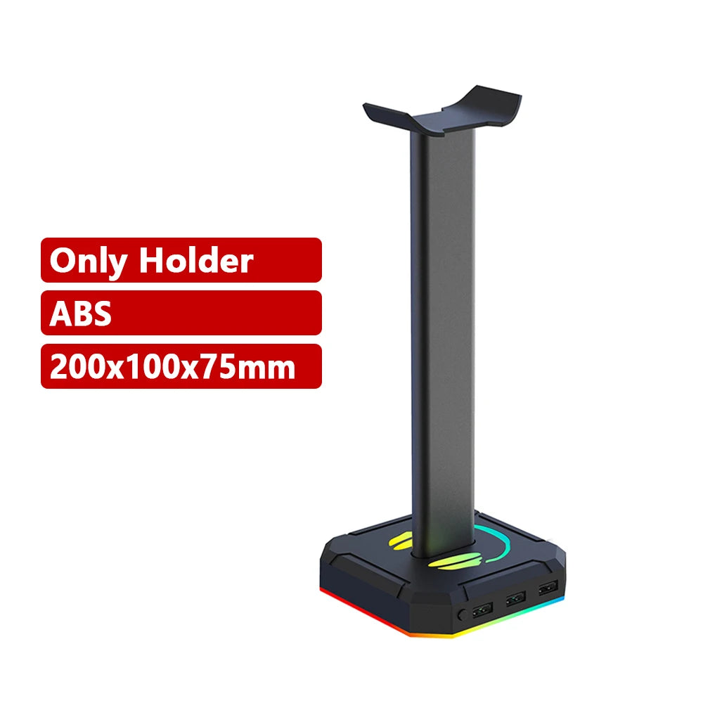 HS-01 RGB Gaming Headphone Stand Bracket Built-In 3.5mm Audio Output Port 10 Lighting Modes Headset Support Stand for Table