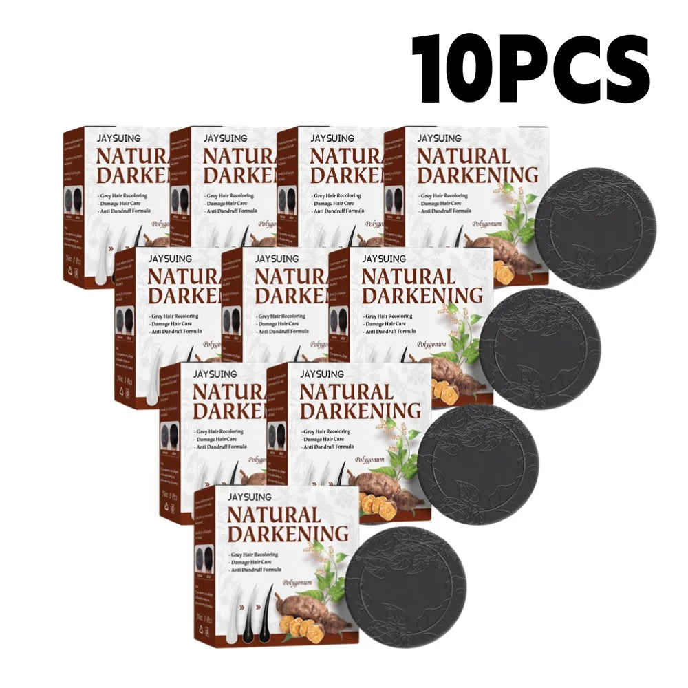 1/3/5/10Pcs Hair Darkening Shampoo Bar Natural Organic Polygonum Essence Hair Darkening Shampoo Bar Soap Mild Formula Hair Care