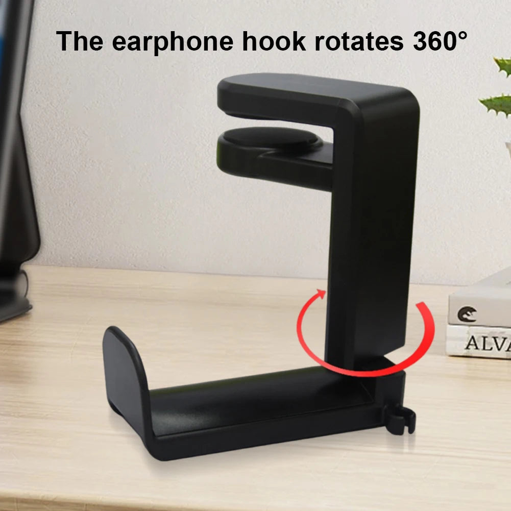 Headphone Stand PC Gaming Headset Stand Under Desk 360 Degree Rotating Headphone Hook Clamp-On Headphone Holder