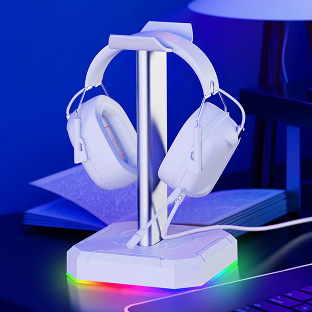 Headset Support Stand RGB Backlight Gaming Headset Holder Display Rack Aluminuim Alloy Desktop Earphone Hanger Vertical Bracket