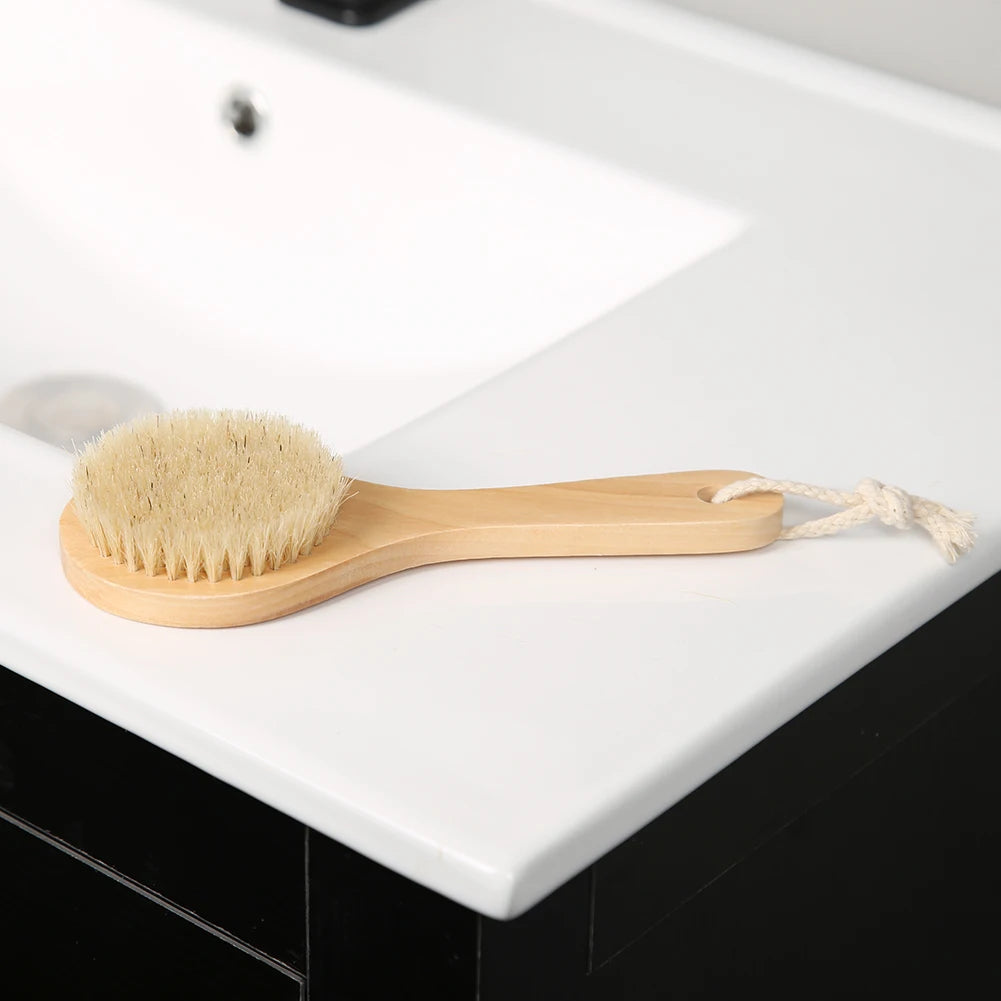 SPA Wooden Body Brush Natural Boar Bristle Organic Dry Skin Body Brush Bamboo Wet Back Shower Brushes Exfoliating Bathing Brush