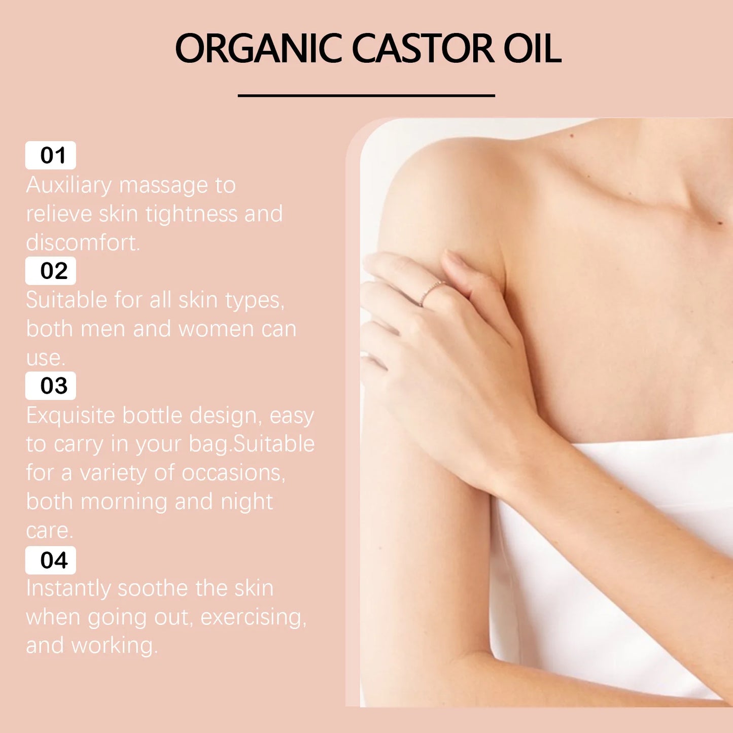 Roll-On Castor Oil Hair Growth Products Deep Hydration Face Treatment for Skin Tightening Moisturize Natural Castor Oil Organic