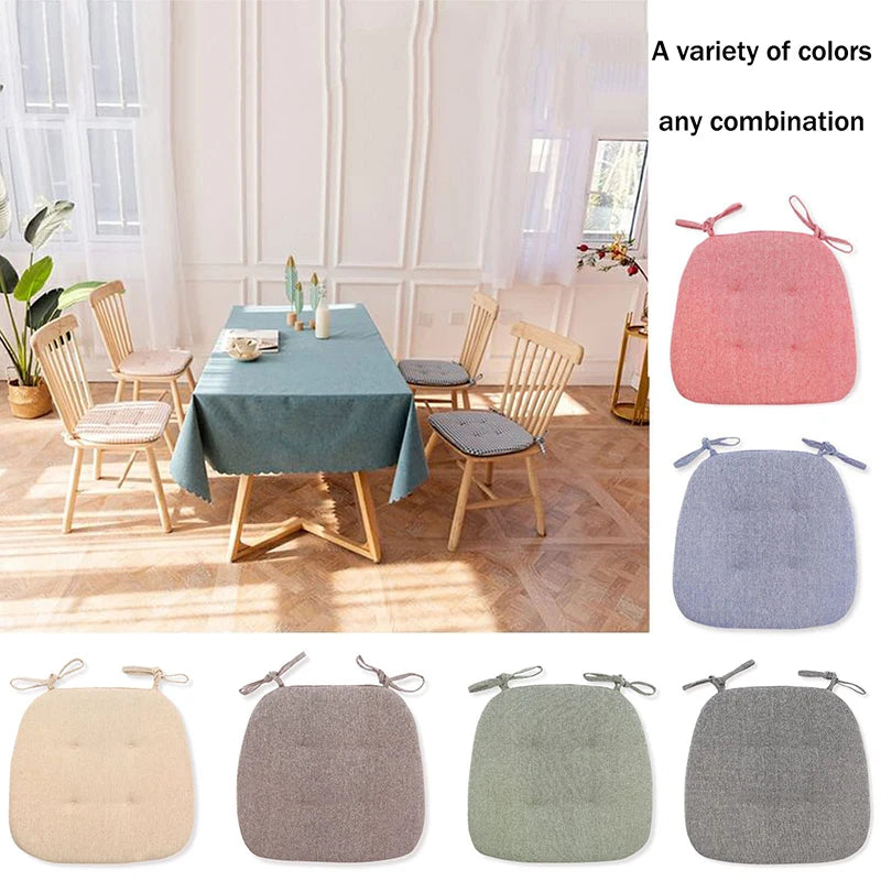 Summer Dining Chair Cushion Thickened Cotton Linen Breathable Cushion Student Horseshoe-shaped Chair Cushion Home Supplies