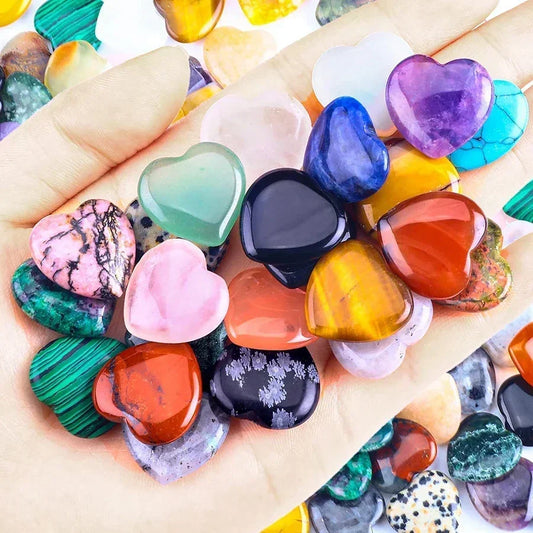 10/20/30PCS Heart Shape LOVE 20MM Natural Crystal Amethyst Agate Mineral Healing Stone Gravel Specimen Home Decoration 2025