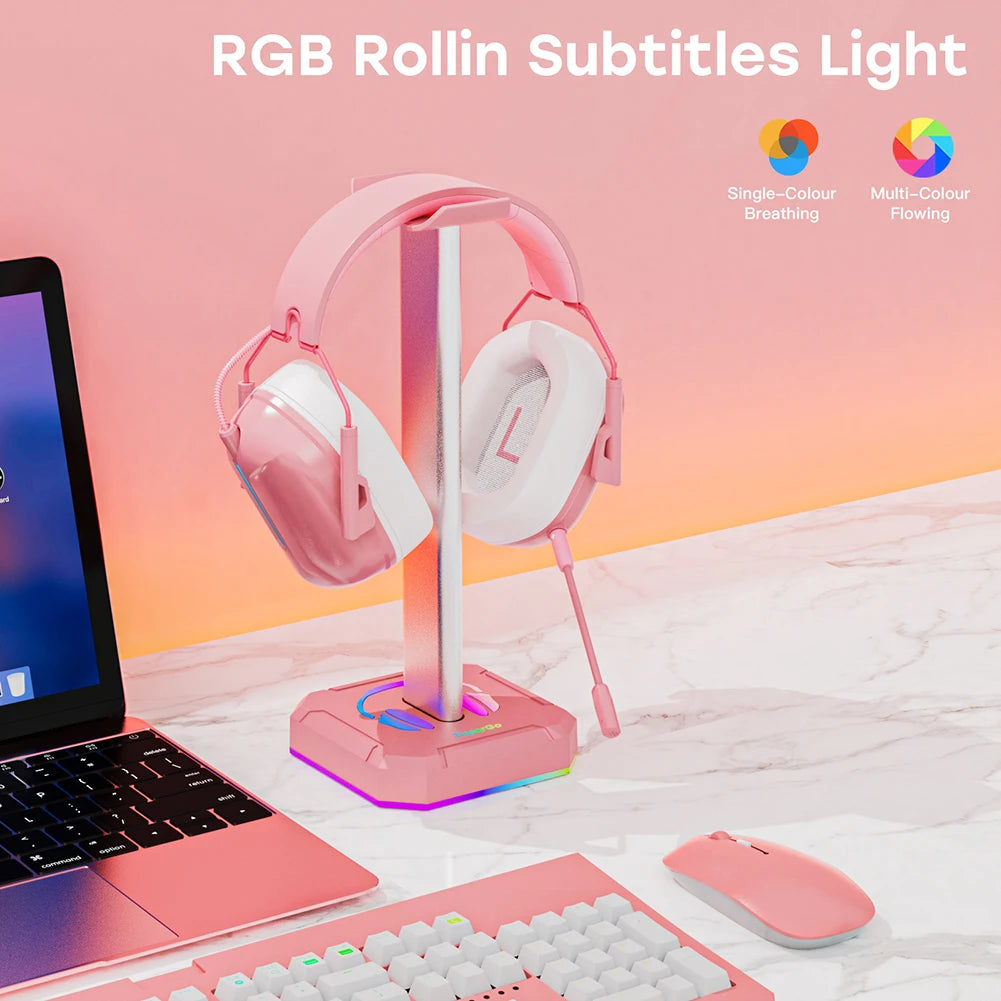 Headset Support Stand RGB Backlight Gaming Headset Holder Display Rack Aluminuim Alloy Desktop Earphone Hanger Vertical Bracket