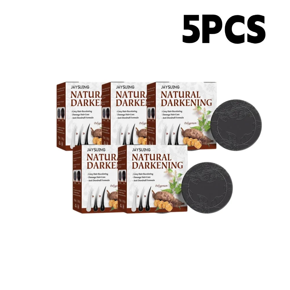 1/3/5/10Pcs Hair Darkening Shampoo Bar Natural Organic Polygonum Essence Hair Darkening Shampoo Bar Soap Mild Formula Hair Care