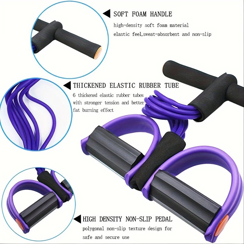 Six-Tube Tensioner Multi-Functional Household Fitness Yoga Abdominal Strengthening Resistance Band Tension Rope Sit-Up Assistive