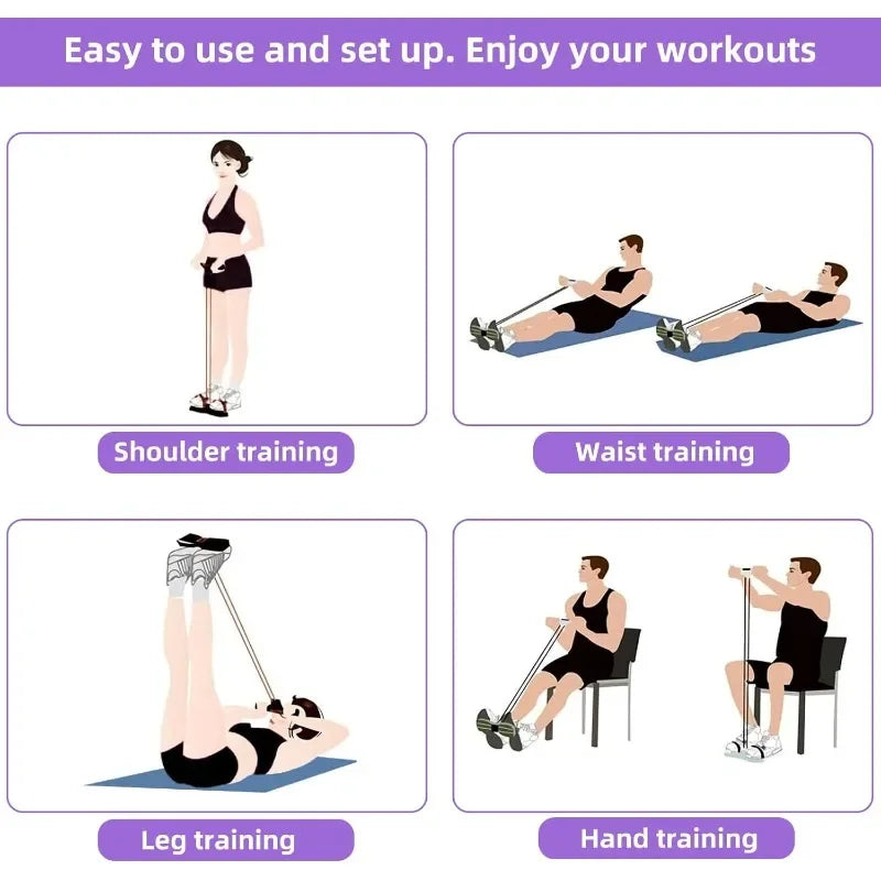 6-Level Resistance Band Tensioner with Non-Slip Handles - Home Fitness Equipment for Abdominal Muscle Training Yoga Abdominal