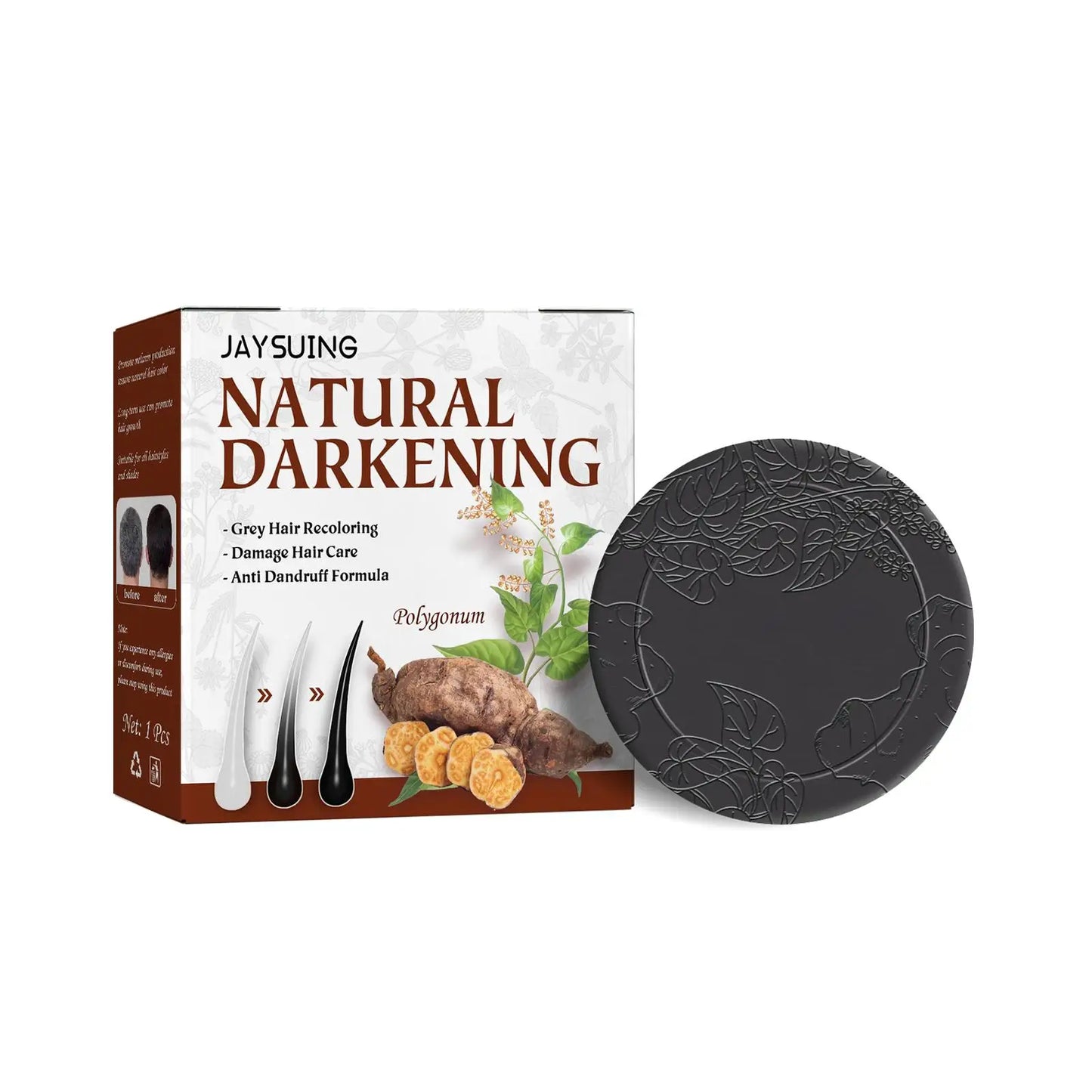 1/3/5/10Pcs Hair Darkening Shampoo Bar Natural Organic Polygonum Essence Hair Darkening Shampoo Bar Soap Mild Formula Hair Care