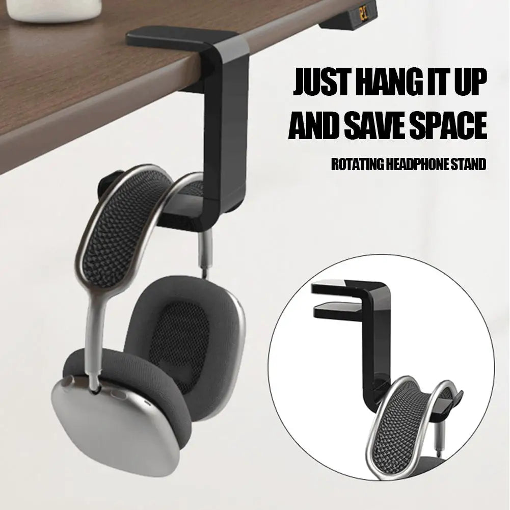 Universal 360° Rotating Headphone Stand Desktop Headset Holder PC Gaming Wall Mount Desk Hanger Hook For Earphone Controller ﻿