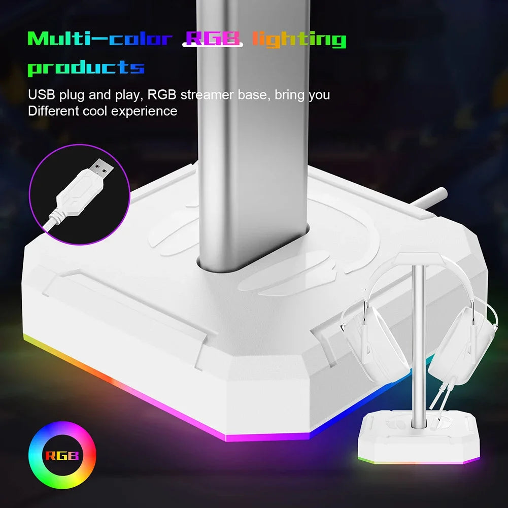 Headphone Support Stand RGB Backlight Gaming Headset Holder Display Rack Aluminum Alloy Desktop Earphone Hanger Vertical Bracket